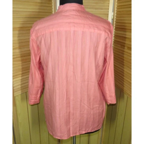 Dress Barn Light Coral Striped Button Up Top Plus Size 18-20 - Picture 4 of 7